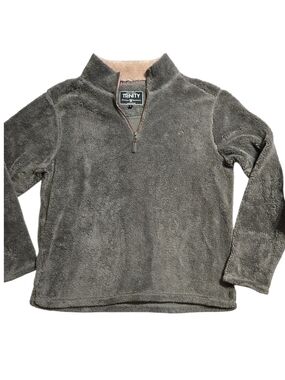 Trinity Men's Cozy Fleece Sherpa Gray 1/4 Zip Pullover, Size Large